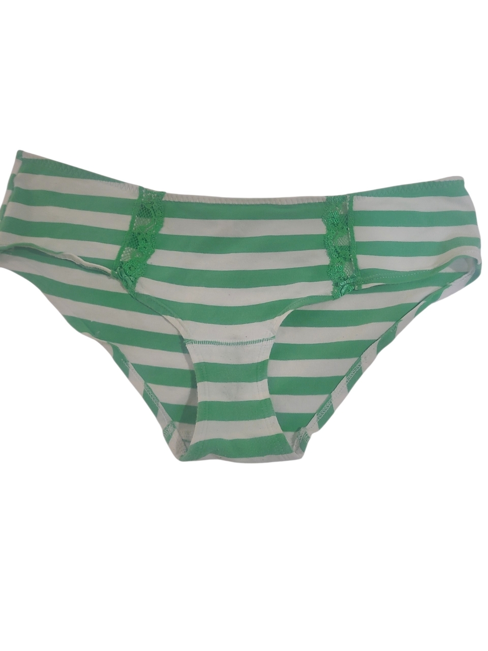 PINK Victoria's Secret Green & White Striped Hipster Panties